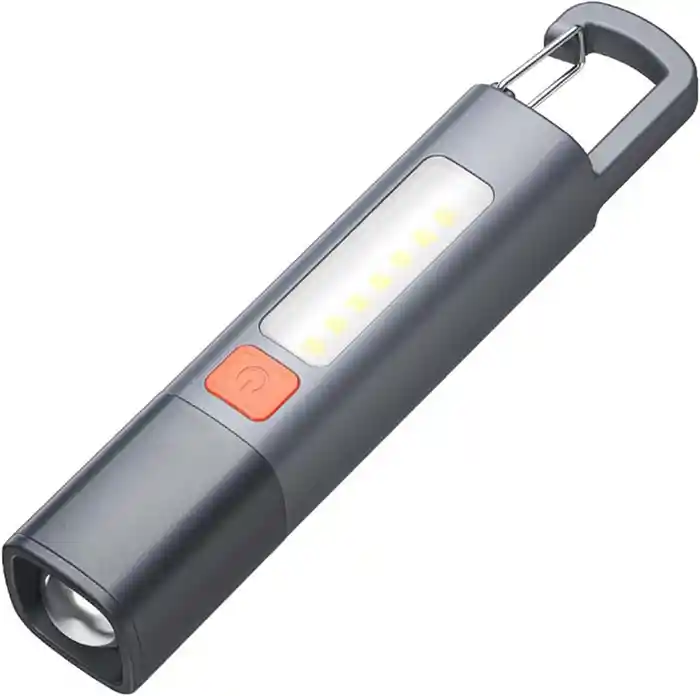 Mini Portable LED Flashlight USB Rechargeable With Hook Zoomable Torch